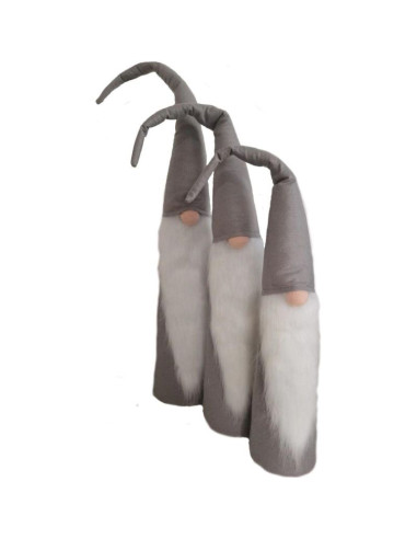 Set szarych mikołajów dekoracyjnych 60, 70, 80 cm