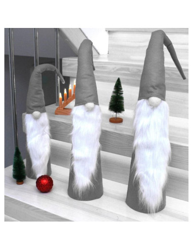 Set szarych mikołajów dekoracyjnych 60, 70, 80 cm