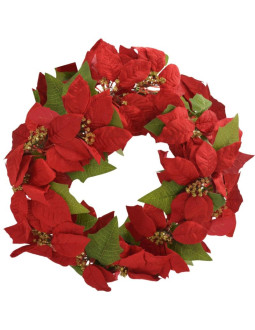 Wianek dekoracyjny 45 cm gwiazda betlejemska poinsecja