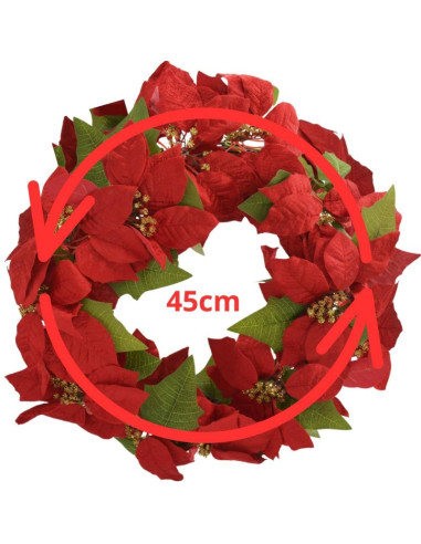 Wianek dekoracyjny 45 cm gwiazda betlejemska poinsecja