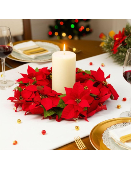 Wianek dekoracyjny 45 cm gwiazda betlejemska poinsecja