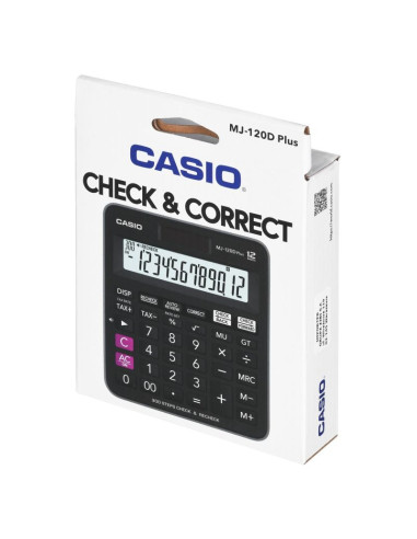 Casio kalkulator biurowy mj-120d plus czarny, 12 cyfrowy wyświetlacz
