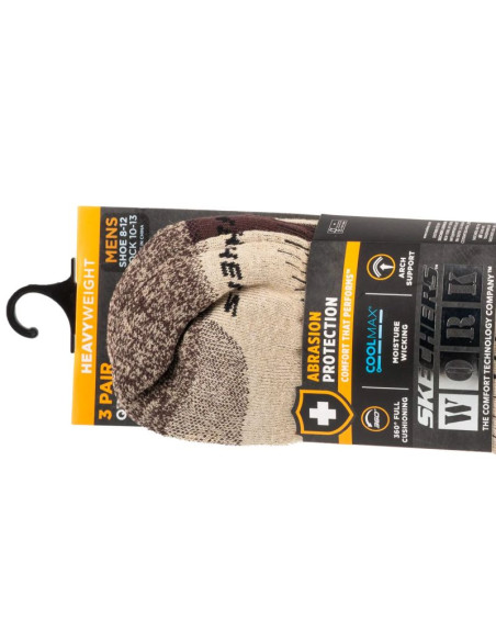 Skechers 3pk mens work qtr socks s115423-sand beżowe 41-46