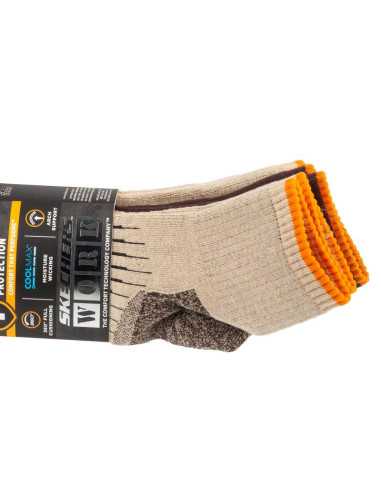 Skechers 3pk mens work qtr socks s115423-sand beżowe 41-46