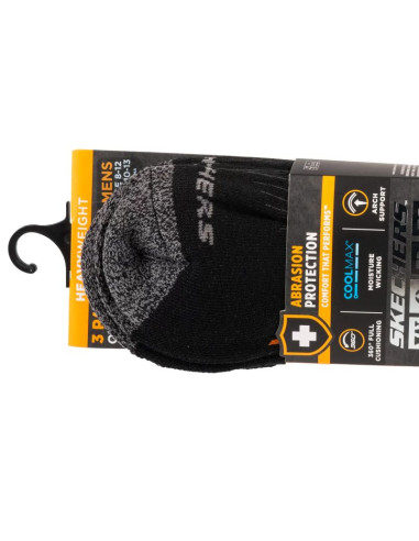 Skechers 3pk mens work qtr socks s115423-blk czarne 41-46