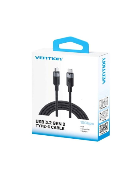 Kabel usb-c do usb-c vention usb 3.2 5a 10gbps 1m czarny