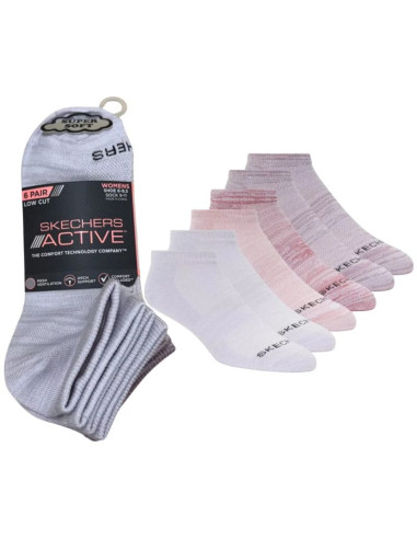 Skechers 6pk womens non terry low cut socks s108498-pnk różowe 36-40