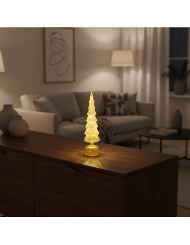 Choinka dekoracyjna złota led 7 koron ciepły biały 40cm