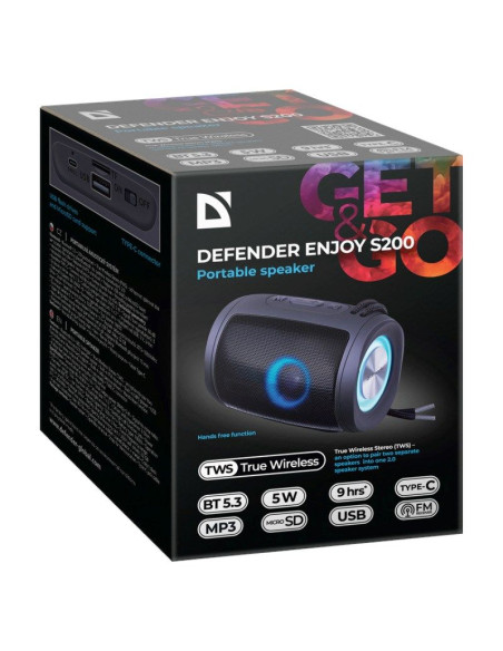 Defender głośnik enjoy s200 5w light/bt/fm/usb/tf 65200