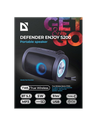 Defender głośnik enjoy s200 5w light/bt/fm/usb/tf 65200