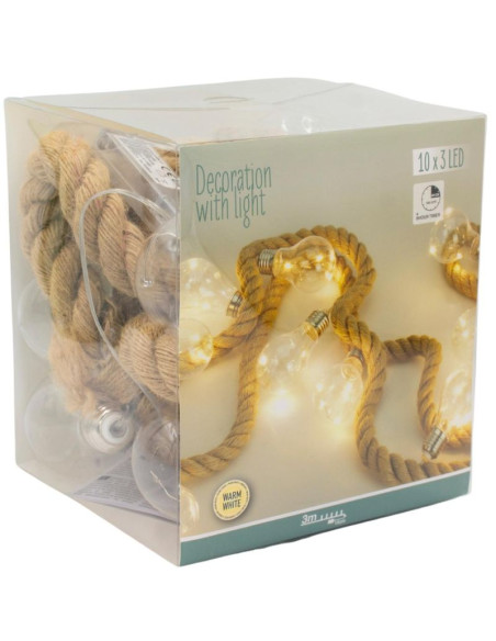 Wąż świetlny 30led 280 cm ciepły biały juta