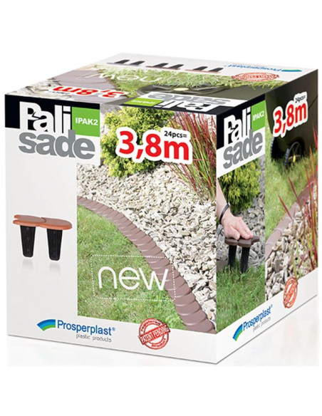 Obrzeże palisada ogrodowa płaska podwójna kostka 3,8 m szary kamienny