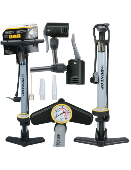 Pompka warsztatowo rowerowa dunlop 230psi (16bar) z manometrem szara
