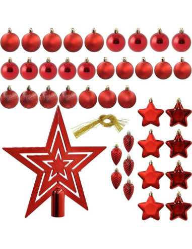 Bombka dekoracyjna plastikowa bezpieczna 40szt czerwony mica