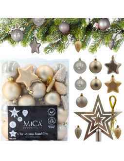 Bombka dekoracyjna plastikowa bezpieczna 40szt cream mica