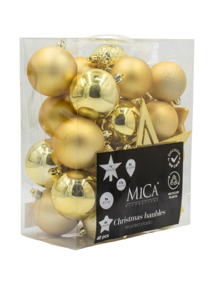Bombka dekoracyjna plastikowa bezpieczna 40szt złota mica