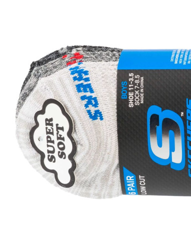 Skechers 6pk boys no terry socks s112222-gry szare 31-34