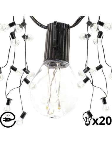 Party light girlanda zewnętrzna 20 żarówek 100led 5,8m 230v