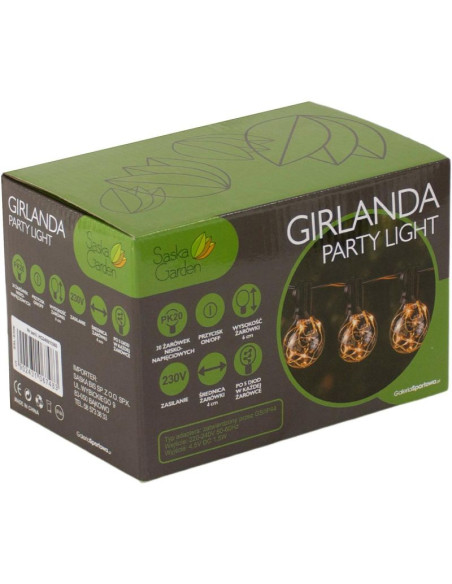 Party light girlanda zewnętrzna 20 żarówek 100led 5,8m 230v