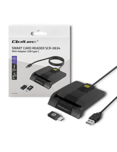 Qoltec czytnik chipowych kart id inteligentny | scr-0634 | usb typ c