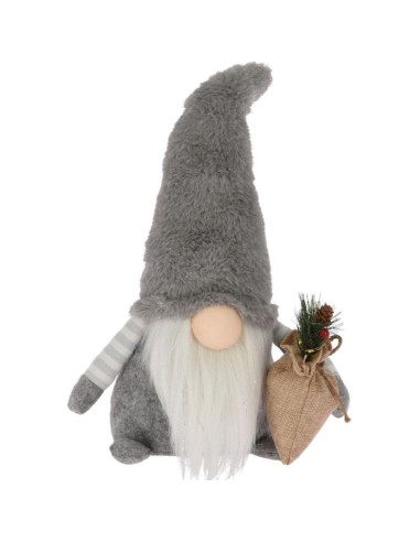 Skrzat dekoracyjny pluszowy led 38cm szary