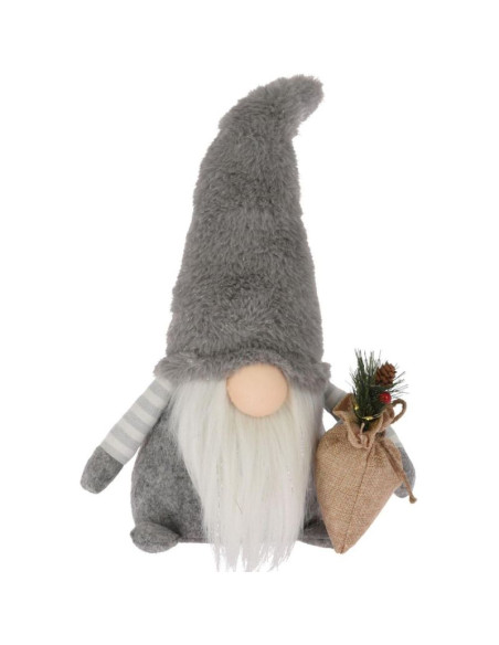 Skrzat dekoracyjny pluszowy led 38cm szary