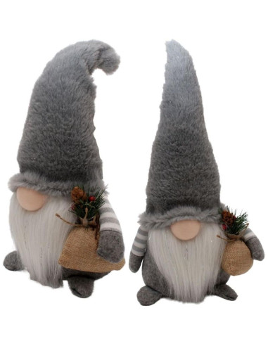 Skrzat dekoracyjny pluszowy led 38cm szary