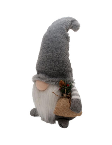 Skrzat dekoracyjny pluszowy led 38cm szary