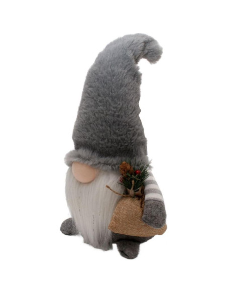 Skrzat dekoracyjny pluszowy led 38cm szary