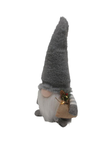 Skrzat dekoracyjny pluszowy led 38cm szary