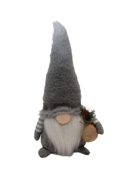 Skrzat dekoracyjny pluszowy led 38cm szary