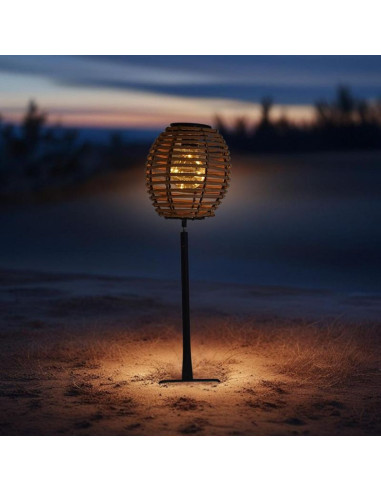 Lampa solarna kula rattan brązowa progarden