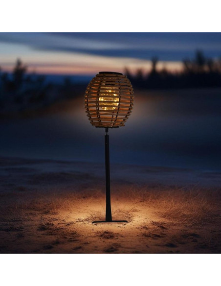 Lampa solarna kula rattan brązowa progarden