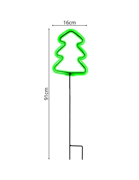 Neon choinka zielona 87 led na baterie 16x91cm luca