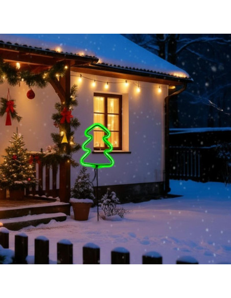 Neon choinka zielona 87 led na baterie 16x91cm luca