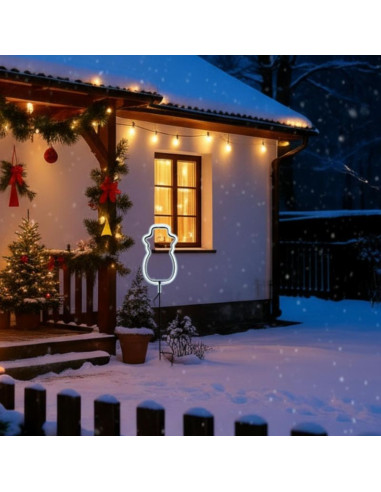 Neon bałwan biały 81 led na baterie 14,5x96cm luca