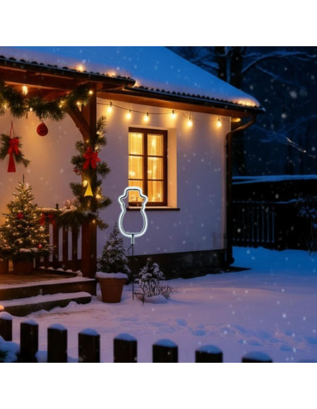 Neon bałwan biały 81 led na baterie 14,5x96cm luca