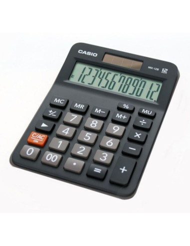 Casio kalkulator biurowy mx-12b, 12-cyfrowy,106,5x147mm, czarny