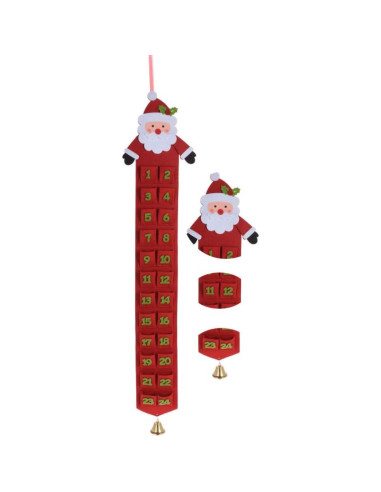 Kalendarz adwentowy filcowy czerwony mikołaj