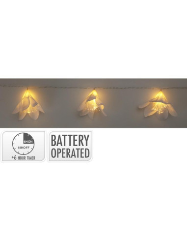 Lampki druciki na baterie girlanda 20 led kwiaty ciepły biały