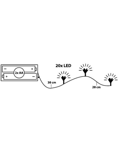 Lampki druciki na baterie girlanda 20 led kwiaty ciepły biały