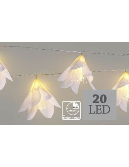 Lampki druciki na baterie girlanda 20 led kwiaty ciepły biały