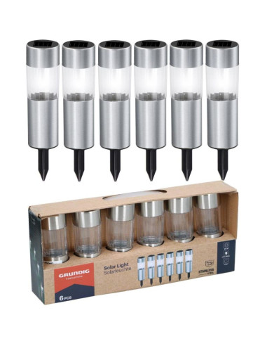 Lampa solarna 4,5x15cm inox 6szt grundig