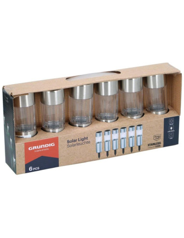 Lampa solarna 4,5x15cm inox 6szt grundig