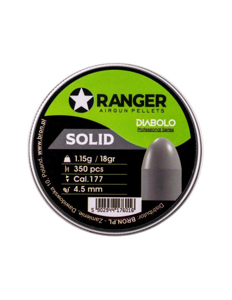 Śrut 4,5 mm ranger diabolo professional solid półokrągły 350 szt. 1,15 g
