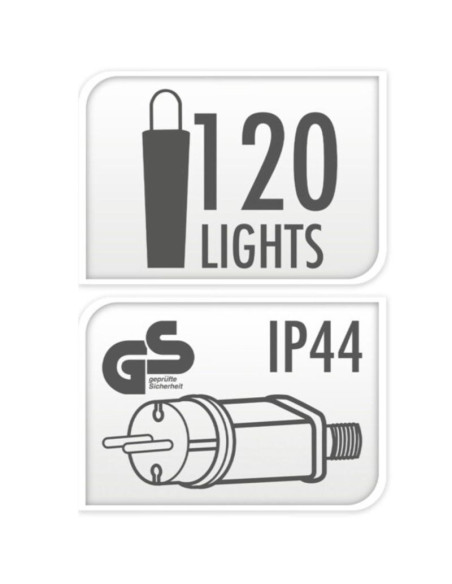 Światła 120 led z dekoracyjną kulką ciepły biały