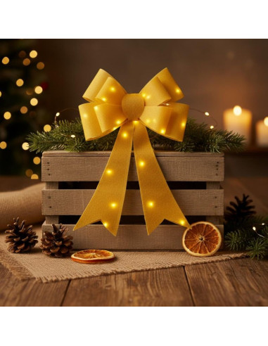 Kokarda dekoracyjna 60cm złota 25 led