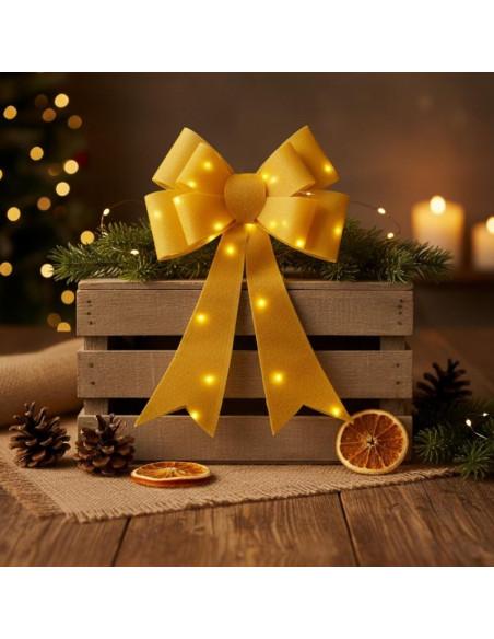 Kokarda dekoracyjna 60cm złota 25 led
