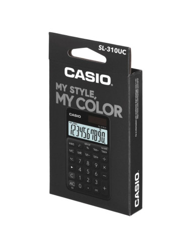 Casio kalkulator kieszonkowy sl-310uc-bk czarny, 10 cyfrowy wyświetlacz