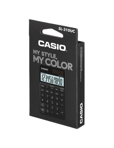 Casio kalkulator kieszonkowy sl-310uc-bk czarny, 10 cyfrowy wyświetlacz
